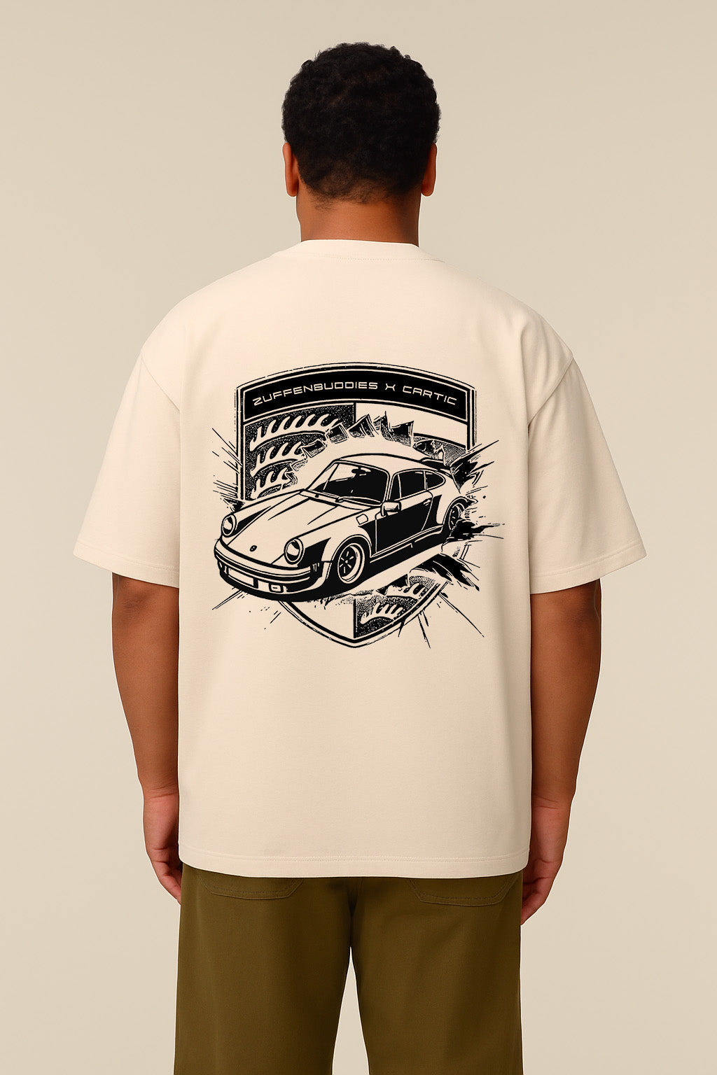 Male model with Oversize car shirt